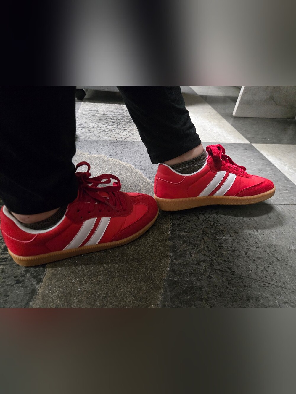Women's Red Lace-Up Sneakers with White Stripes